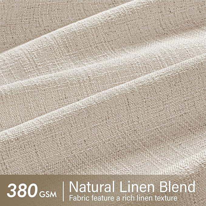 MIULEE Pinch Pleated Thick Linen Curtains 90 Inches Long 2 Panels for Living Room Bedroom, Linen Textured Memory Trained Pleat Drapes Back Tab Light Filtering Cream Ivory Window Curtains with Hooks