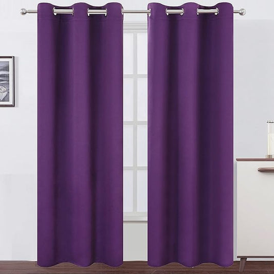 LEMOMO Blackout Curtains 42 x 84 Inch/Purple Curtains Set of 2 Panels/Room Darkening Curtains for Living Room and Bathroom