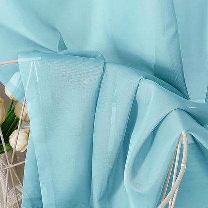 Aiyufeng Aqua Sheer Curtains 72 Inch Length 2 Panels Set, Light Filtering Airy Rod Pocket Aqua Window Curtain Treatment Drapes for Kitchen Bedroom Living, Each 42Wx72L Inches