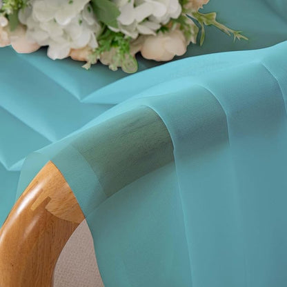 Chyhomenyc Aqua Sheer Curtains 30 inch Length 2 Panels, Light Filtering Voile Rod Pocket Short Window Curtians for Bathroom Living Room Farmhouse Small Windows, 42Wx30L inches