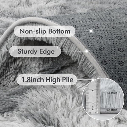 9x12 Ft Extra Large Shag Rugs for Living Room, Tie Dyed Ultra Soft Fluffy Furry Area Rugs for Bedroom Indoor Floor, Aesthetic Carpet for Kids Home Decor (Grey)