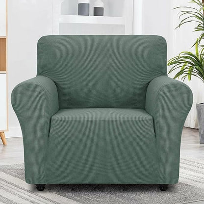 ZNSAYOTX Super Stretch Chair Slipcover Universal Sofa Chair Covers for Living Room Dogs Pet Furniture Protector Spandex Armchair Slipcovers with Anti Slip Foam Sticks (Pea Green, Chair)
