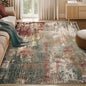 Washable Area Rugs 5'x8' Non-Slip Modern Abstract Soft for Living Room Entryway Bedroom Nursery, Print Pattern, Brown Rust Red Green Blue Multi
