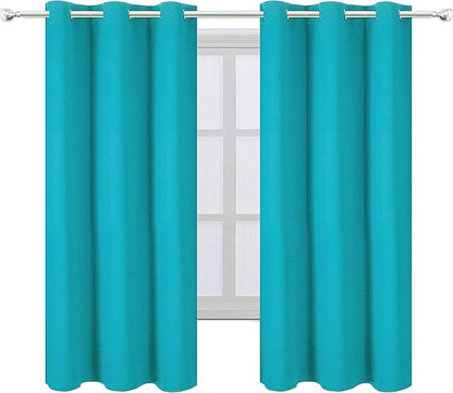 LEMOMO Teal Blackout Curtains 40 x 63 Inch Length/Set of 2 Curtain Panels/Thermal Insulated Room Darkening Blackout Curtains for Bedroom