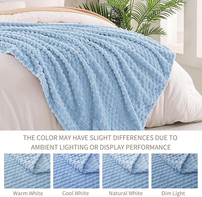 Exclusivo Mezcla Fleece Twin Blanket for Bed, Extra Large Fuzzy Stone Blue Bed Blankets, Soft Cozy Plush Sofa Throws for All Seasons, 60x80 Inches