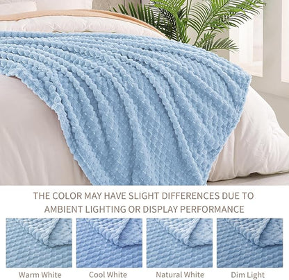 Exclusivo Mezcla Fleece Twin Blanket for Bed, Extra Large Fuzzy Stone Blue Bed Blankets, Soft Cozy Plush Sofa Throws for All Seasons, 60x80 Inches