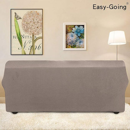 Easy-Going Stretch Oversized Sofa Slipcover 1-Piece Sofa Cover Furniture Protector Couch Soft with Elastic Bottom for Kids, Polyester Spandex Jacquard Fabric Small Checks Taupe