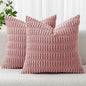 MIULEE Pack of 2 Corduroy Decorative Throw Pillow Covers 18x18 Inch Soft Boho Striped Pillow Covers Modern Farmhouse Home Decor for Sofa Living Room Couch Bed Blush Pink Spring Valentine Decor