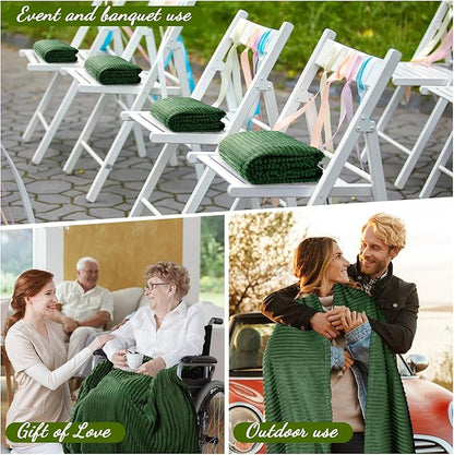 Buryeah 12 Pcs Flannel Throw Blanket Bulk 50 x 60 in Sleepover Blanket Outdoor Wedding Throw Lightweight, Oeko-tex Standard 100 Certified for Sofa Homeless Gifts (Dark Green)