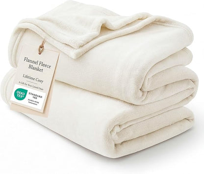 Bedsure GentleSoft Twin XL Fleece Blanket Dorm Bedding - Lightweight Soft Cozy Blankets for Bed, Sofa, Couch, Travel, Camping, Cream, 66"x90"