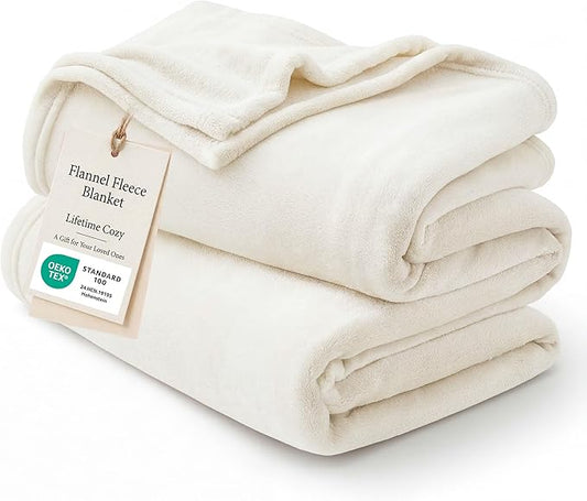 Bedsure GentleSoft Fleece Blanket Twin Size Cream - 300GSM Lightweight Plush Fuzzy Cozy Soft Warm Blanket for Bed, Sofa, Couch, Travel, Camping, 60x80 inches