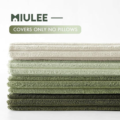 MIULEE Decorative Throw Pillow Covers Set of 4 Summer Light Green Gradient Natural Earthy Modern Classic Soft Corduroy Cushion Covers for Sofa Couch Bed Living Room Spring Home Decor 24x24 Inch