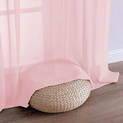 OVZME Blush Pink Sheer Curtains 120 Inches Long 2 Panels Set, 59 Inch Extra Wide Soft Airy Lightweight Sheer Curtains for Living Room, Farmhouse Voile Filmy Rod Pocket Drapes, 59Wx120L Inches
