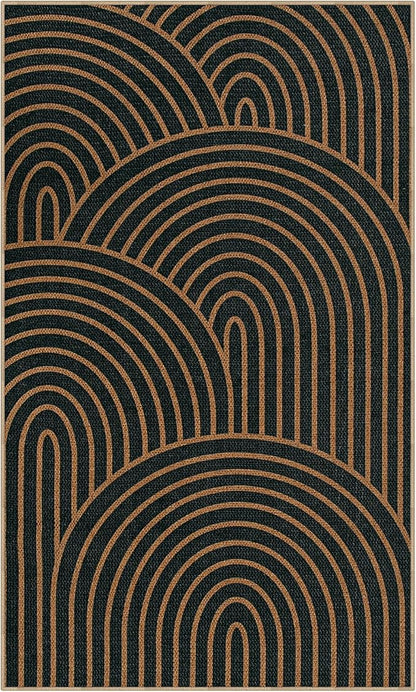 Lahome Enfys Modern Rainbow Easy Jute Patio Rug, 3x5 Washable Rugs for Entryway Farmhouse Carpet, Non Slip Indoor Door Mat Contemporary Throw Carpet for Laundry Guestroom Room Porch Decor