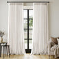 MIULEE 102 Inches Long Pinch Pleated Thick Linen Curtains 2 Panels for Living Room Bedroom, Memory Trained Linen Textured Drapes Pleat Back Tab Light Filtering Boho Natural Window Curtains with Hooks