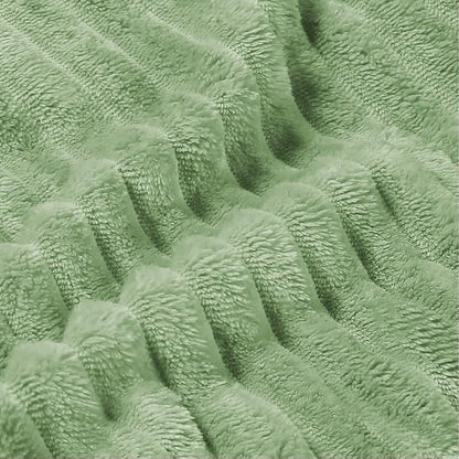 BEDELITE Fleece Blanket Twin Size – 3D Ribbed Jacquard Soft and Warm Decorative Fuzzy Blankets – Cozy, Fluffy, Plush Lightweight Throw Blankets for Couch, Bed, Sofa(Sage Green, 60x80 inches)