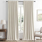 MIULEE 100% Blackout Linen Curtains for Bedroom, Linen Beige Solid Luxury Decor Thermal Insulation Room Darkening Drapes for Living Room Nursery Back Tab Rod Pocket 42 x 96 Inches, 2 Panels