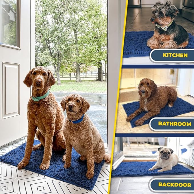 Muddy Mat® | Super Absorbent Door Mat Indoor, Microfiber Quick Dry Chenille Entryway Rug, Non-Slip Front Door Mat, Indoor Mats for Entryway, Machine Washable Pet Rug, Navy Blue XXL 60"X48"