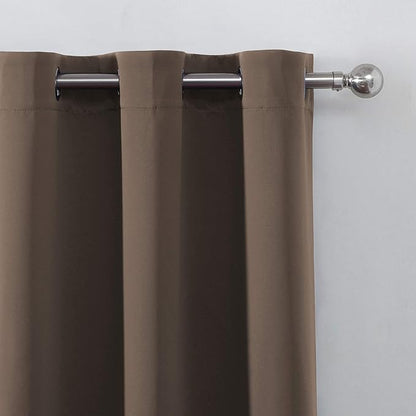LEMOMO Chocolate Brown Thermal Blackout Curtains/52 x 95 Inch/Set of 2 Panels Room Darkening Curtains for Bedroom