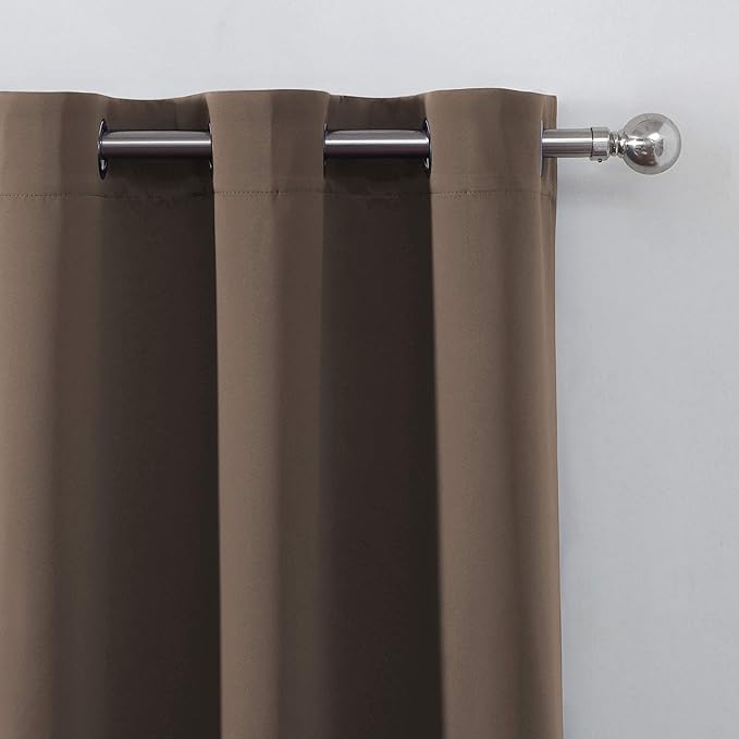 LEMOMO Chocolate Brown Blackout Curtains 66 x 63 Inch Length/Set of 2 Curtain Panels/Thermal Insulated Room Darkening Blackout Curtains for Bedroom