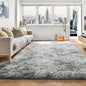 ONASAR Area Rugs for Bedroom Living Room, 4x6 Tie-Dyed Light Grey Fluffy Shaggy Bedside Throw Rug, Indoor Soft Plush Floor Carpet for Nursery Kids Girls Boys Teen Dorm Home Office Decor Aesthetic