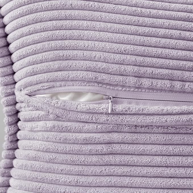 MIULEE Decorative Throw Pillow Covers for Couch Bed Livingroom 20x20 Inch Set of 2 Purple Boho Accent Throw Pllows Broadside Striped Patchwork Soft Corduroy Pillowcases