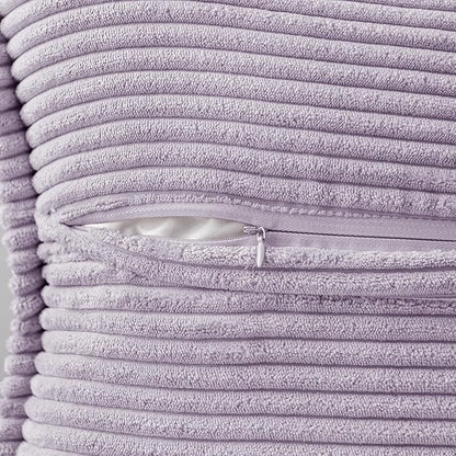 MIULEE Decorative Throw Pillow Covers for Couch Bed Livingroom 20x20 Inch Set of 2 Purple Boho Accent Throw Pllows Broadside Striped Patchwork Soft Corduroy Pillowcases