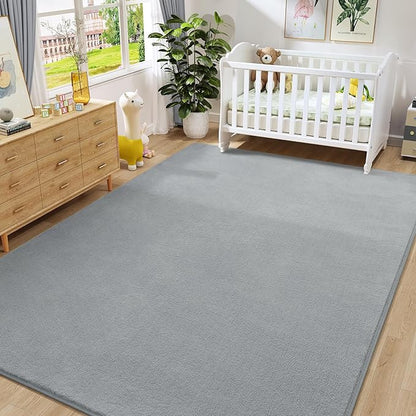 Amearea Large Modern Area Rugs for Bedroom Living Room, 6x9 Feet Grey Thickened Memory Foam Rug, Fluffy Indoor Washable Rugs Non Slip Minimalist Carpet for Boys Girls Dorm Nursery Room Decor