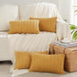 Fancy Homi 4 Packs Mustard Yellow Decorative Throw Pillow Covers 16x24 Inch for Living Room Couch Bed Sofa, Rustic Farmhouse Boho Home Decor, Soft Plush Striped Corduroy Square Cushion Case 40x60 cm