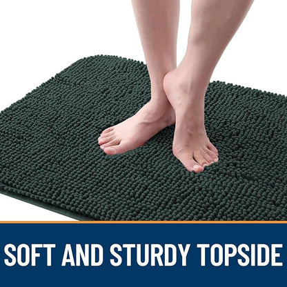 OLANLY Dog Door Mat for Muddy Paws 54x24, Absorbs Moisture and Dirt, Absorbent Non-Slip Washable Doormat, Quick Dry Chenille Mud Mat, Entry Indoor Entryway Carpet for Inside Floor, Blackish Green