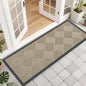 OLANLY Front Door Mat Outside Entrance 47x17, Absorbent, Heavy Duty Sturdy Natural Rubber Doormat Indoor Outdoor, Stain and Fade Resistant, Non-Slip Low Profile Floor Mat for Entryway, Beige Diamond