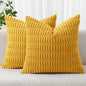MIULEE Pack of 2 Corduroy Decorative Euro Sham Throw Pillow Covers 24x24 Inch Soft Boho Striped Pillow Covers Modern Farmhouse Home Decor for Summer Sofa Living Room Couch Bed Mustard Yellow