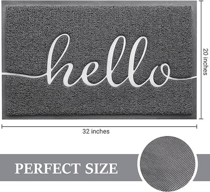 BeneathYourFeet Door Mat (32"x20",Dark Grey), Welcome Mat Low Profile Front Doormat Non Slip Mats for Entryway, Patio, High Traffic Areas