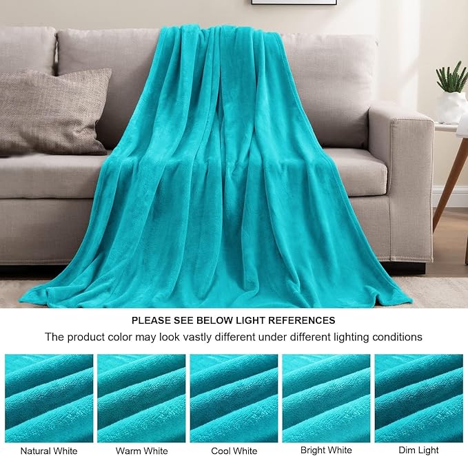 BEDELITE Fleece Blanket Teal Throw Blanket for Couch & Bed, Luxury Plush Cozy Fuzzy Blanket 50" x 70", Super Soft Warm Lightweight Fall Throw Blanket for Travel Camping