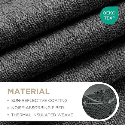 Joydeco Blackout Curtains for Bedroom - 84 Inch Long 100% Light Blocking 2 Panels Set Black Drapes, Thermal Insulated Room Darkening Curtains, Linen Textured for Living Room, Rod Pocket & Back Tabs