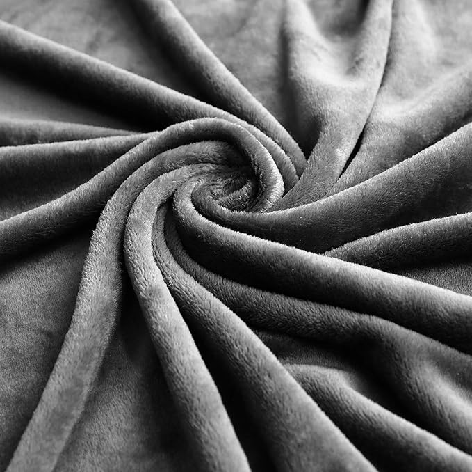 TASTHROW Large Flannel Fleece Throw Blanket, 50×70 Inch - Cozy Lightweight Thick Blanket - All Seasons Suitable for Women, Men and Kids (Two Pack, Grey)