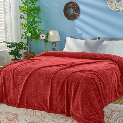 inhand Fleece Twin Blanket for Bed Ruby red Throw Blanket for Couch Super Soft Cozy Warm Blankets and Throws Lightweight Fuzzy Large Blanket for Sofa Bed Office,60x90 inches