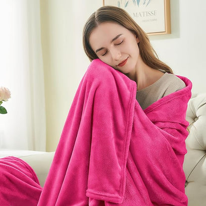 BEDELITE Fleece Blanket King Size Blankets for Bed, Luxury Plush Cozy Fuzzy Blanket 108x90 inches, Super Soft Warm Lightweight Throw Blanket All Seasons Suitable, Hot Pink