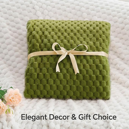 BEDELITE Fleece Blanket - 3D Jacquard Decorative Green Apple Throw Blankets for Couch & Bed, Soft and Cozy Warm Plush Fluffy Blanket All Seasons Suitable, 50x60Inches