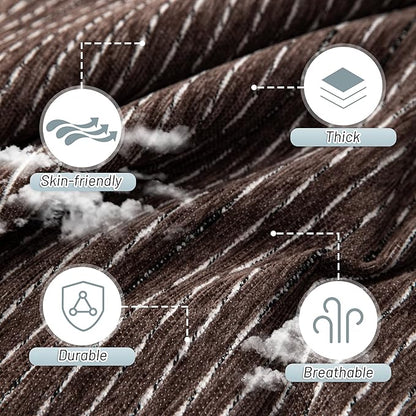 MYSKY HOME Couch Covers for 3 Cushion Couch Sofa, Sectional Couch Cover L Shape Chenille Couch Cushion Covers for Pets, Furniture Protector Cover for Dogs, Kids, 71"X150", Deep Chocolate