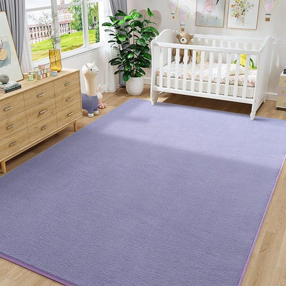 Amearea Large Modern Area Rugs for Bedroom Living Room, 6x9 Feet Purple Thickened Memory Foam Rug, Fluffy Indoor Washable Rugs Non Slip Minimalist Carpet for Boys Girls Dorm Nursery Room Decor