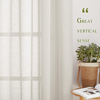NICETOWN Natural Kitchen Curtains 36 inch Length, Grommet Small Curtains & Drapes Semi Sheer Privacy with Light Filtering Window Drapes for Cafe/Kids Room, W52 x L36, 2 Panels