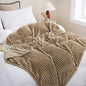 Tan Fleece Throw Blanket 90”×90” for Couch Sofa Bed,Super Soft Cozy Plush Microfiber Flannel Blanket with Stripes Design Lightweight for Adults,Woman,Girls