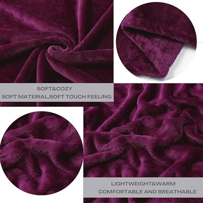 JIAHANNHA Purple Throw Blanket Fleece Blanket 50"x60",Super Soft Cozy Plush Throw Blanket for Couch Sofa Bed,Warm and Lightweight Bed Blankets for Adults