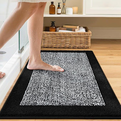 36x24 Large Bathroom Rugs Washable Non Slip, Black Bath Mat for Bathroom Floor Tub, Soft Absorbent Quick Dry Mats for Shower, Bathtub,Home Decor