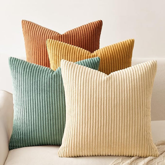 Topfinel Decorative Throw Pillow Covers Cushion Cases, Set of 4 Soft Velvet Modern Double-Sided Designs, Mix and Match for Home Decor, Pillow Inserts Not Included (16x16 inch, Orange/Teal)