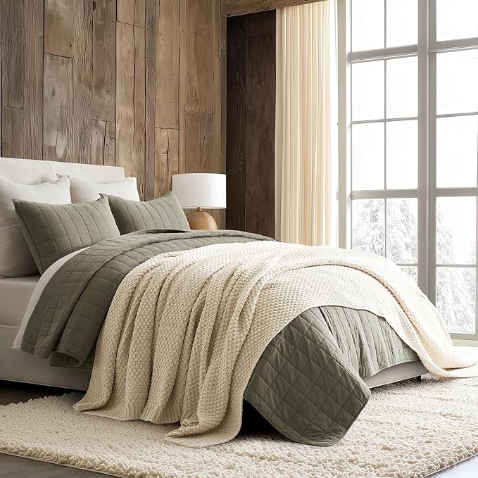 EVERGRACEHOME Chunky Chenille Knit Throw Blanket for Couch, Soft Luxurious Oversized Queen Moss Stitch Blanket for Bed, Cozy Farmhouse Knitted Throw for Sofa, Beige, 90" x 90"