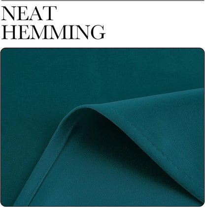 NICETOWN Teal Blackout Cafe Faux Silk Curtains for Small Windows, 42" Wide by 84" Long, 2 Panels, Grommet Thermal Insulated Blackout Satin Drapes for Bedroom