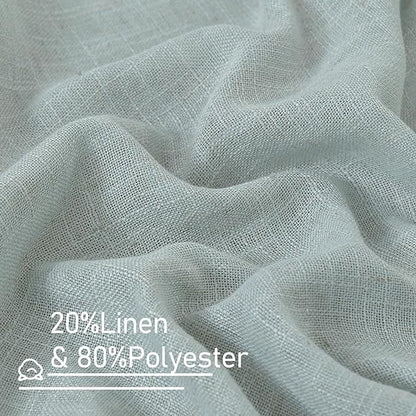 LAMIT Greyish Blue Linen Curtains 45 Inches Long for Bedroom, Light Filtering Panels Back Tab and Rod Pocket Neutral Drapes for Kitchen/Window/Loft Room, 52 x 45 Inch, 2 Panels