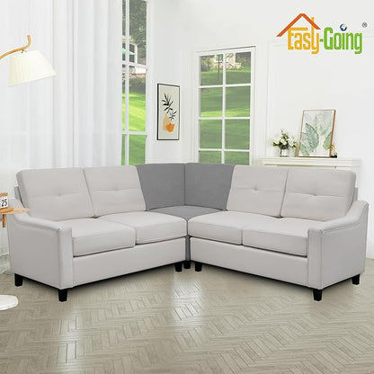 Easy-Going Stretch Sectional Corner Sofa Slipcover 1-Piece Couch Sofa Cover Furniture Protector Soft with Elastic Bottom for Kids, Pet, Spandex Jacquard Fabric Light Gray